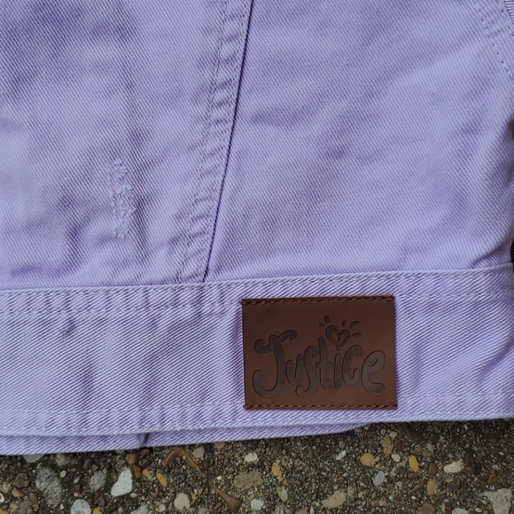 Justice Lilac Purple Denim Crop Jacket Girls 6/7 - Picture 6 of 8
